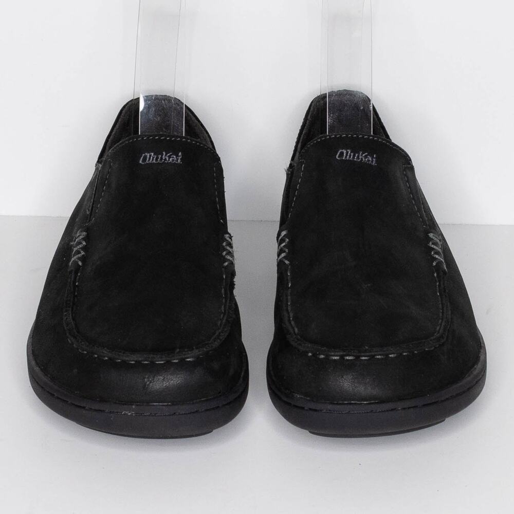 Olukai Boys Moloa Loafer Shoes Slip On Comfort Leather Youth Black Size 1 | AR - Picture 3 of 6